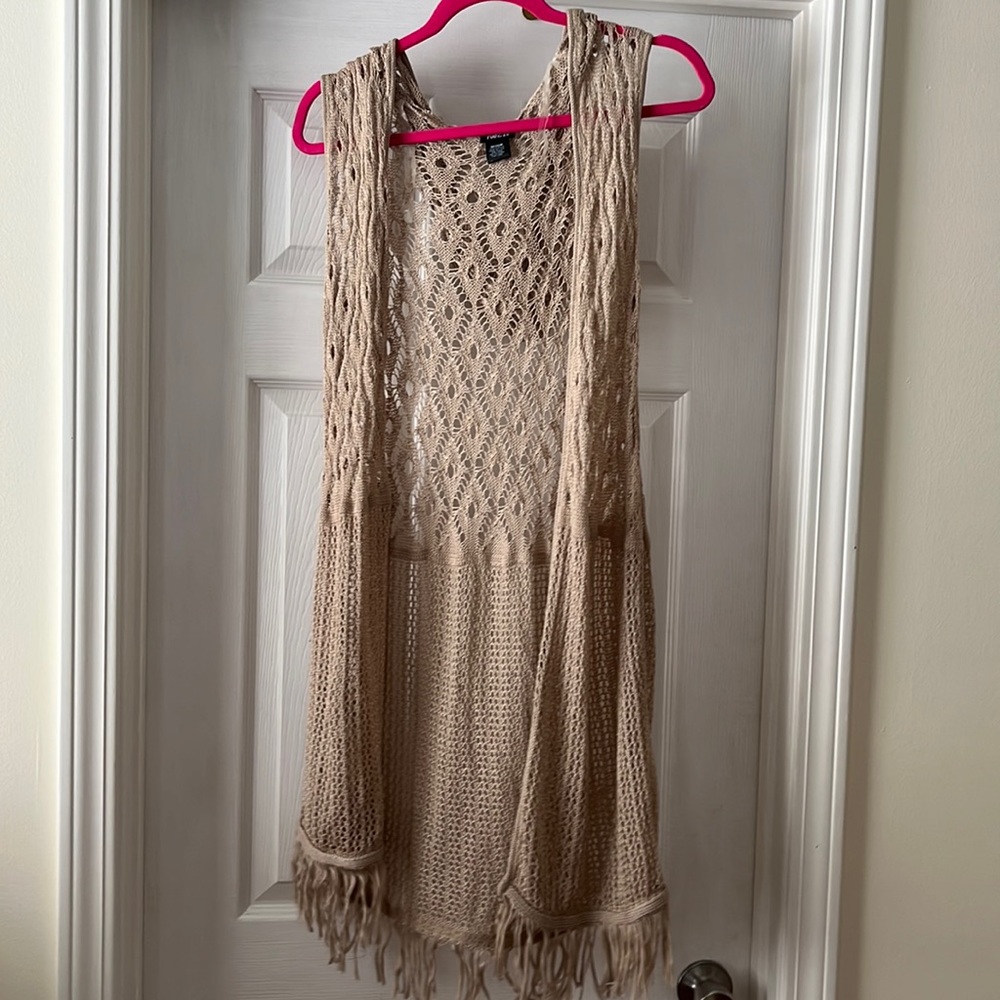 long sleeveless hooded sweater